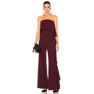 Alexis Kendall Ruffle Strapless Jumpsuit Wide
Leg Plum Burgundy Boho Chic Size M
